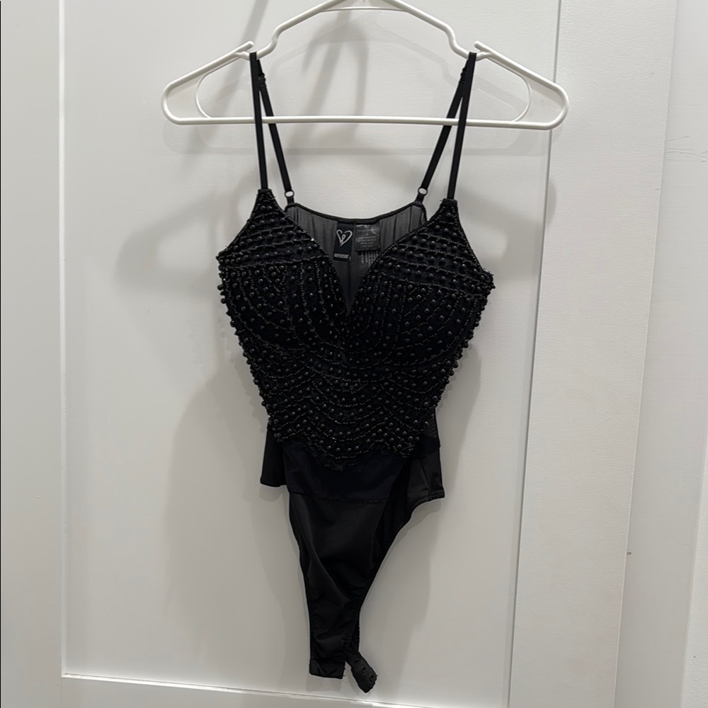 Black Beaded Bodysuit